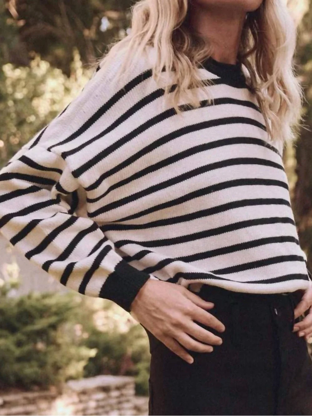 The Great. Cotton Roll Neck Striped Crewneck Sweater Sz M